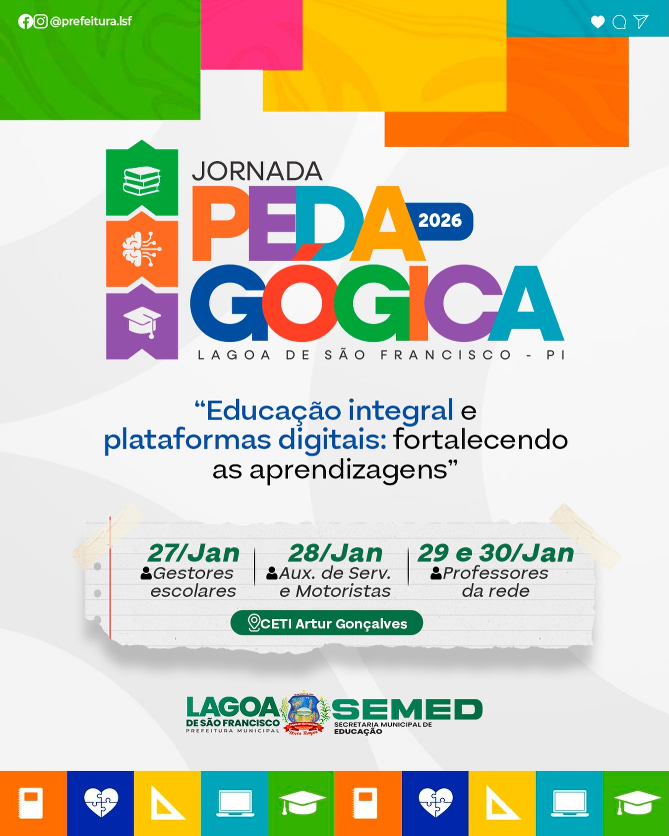  Prefeitura de Lagoa de São Francisco, por meio da Secretaria Municipal de Educação, promove a Jornada Pedagógica 2026